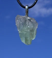 Green Purple Fluorite Raw Rough Free Form Crystal Pendant Necklace