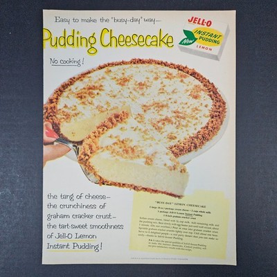 1959 Jell-O Lemon Instant Pudding Cheesecake Recipe Vintage Print Ad Busy-Day
