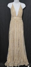 Women's Gold Evening Gown Small Prom Formal Fairy Ethereal Cottagecore Coquette