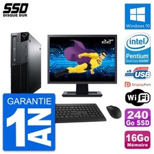 PC Lenovo M81 SFF Ecran 22" Intel G630 RAM 16Go SSD 240Go Windows 10 Wifi
