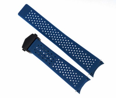22MM KAUTSCHUK ARMBAND BAND FÜR TAG HEUER GRAND CARRERA KALIBER SCHWARZ VERSCHLUSS BLAU