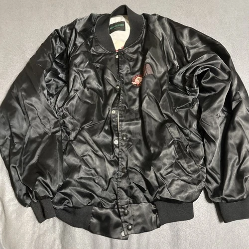 Vintage Coca-Cola Coke Texas Black Employee Satin Jacket Lined Sz XL