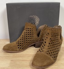 Vince Camuto Phortiena Brown Suede Heel Zipper Ankle Booties 8.5M