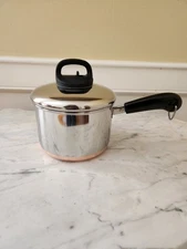 Vtg 2 Qt 1801 Revere Ware Copper Clad Saucepan W/ Lid 2 Quart Clinton IL USA