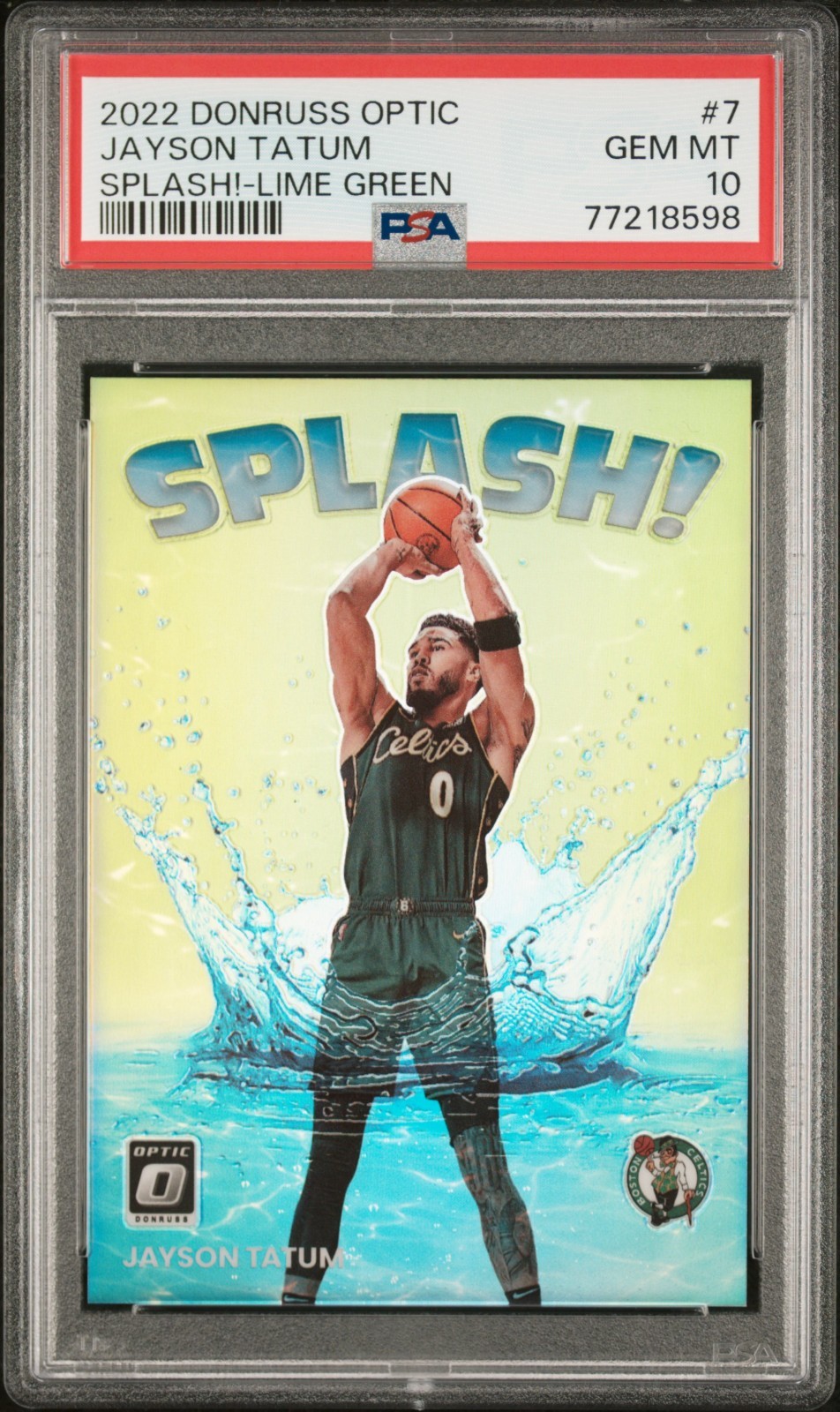 2022 PANINI DONRUSS OPTIC #7 JAYSON TATUM SPLASH! - LIME GREEN /149 PSA 10