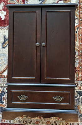 Vintage Bombay Jewelry Box Armoire  Big 21'' Tall Highboy Organizer Mirror