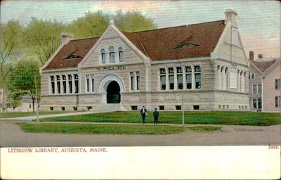 Postcard Lithgow Library, Augusta, ME postcard