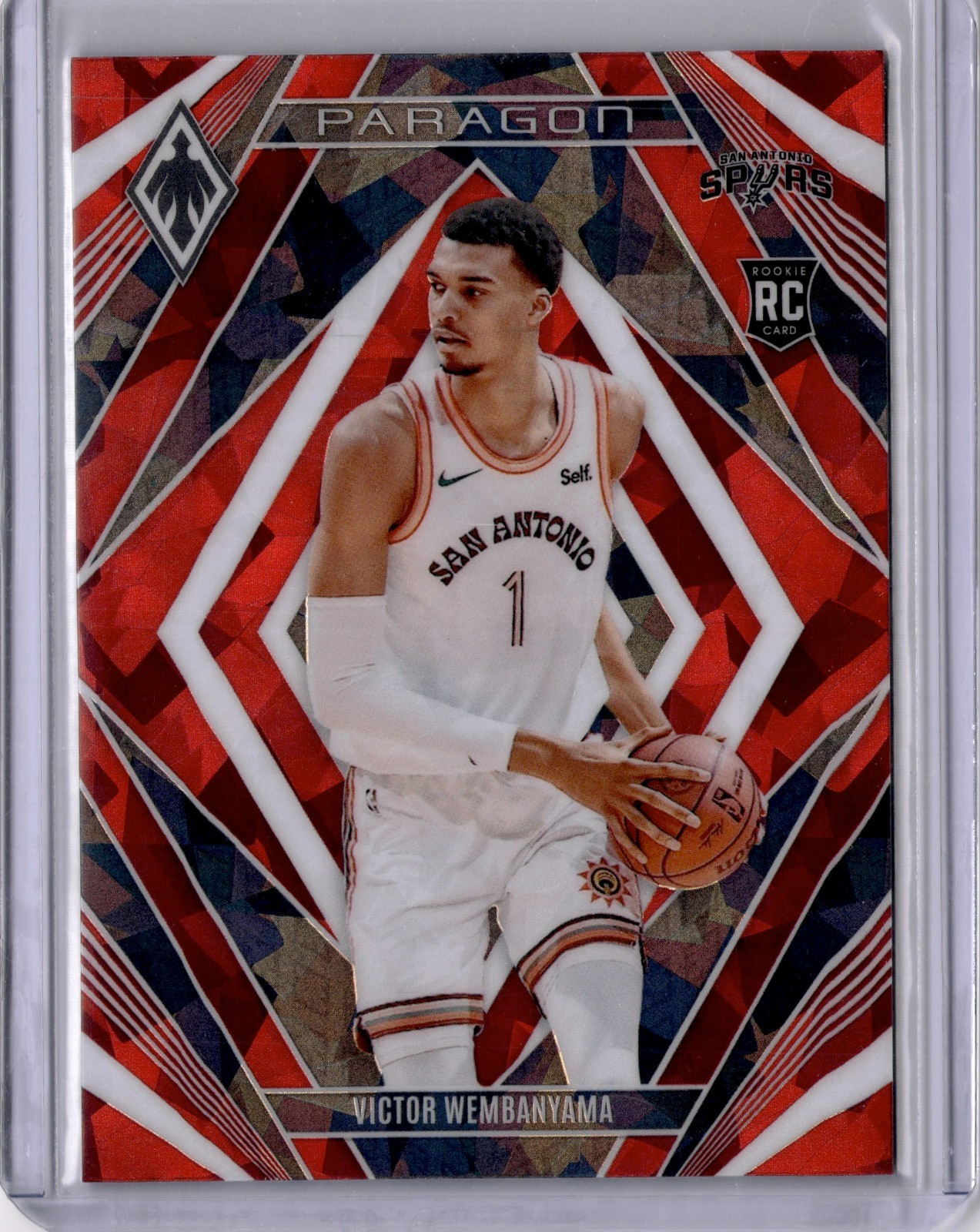 2023-24 PANINI PHOENIX VICTOR WEMBANYAMA #13 RC PARAGON INSERT RED CRACKED ICE