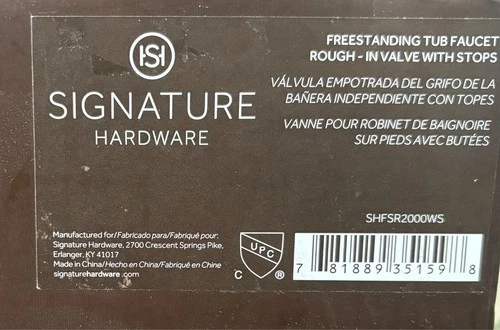Signature Hardware SHFSR2000WS Freestanding Tub Filler Rough-In Valve w/ Stops - Picture 5 of 6