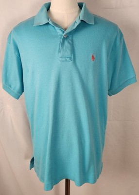 90s Ralph Lauren Aqua Blue Polo Shirt Preppy/Academia/Heritage Teens L