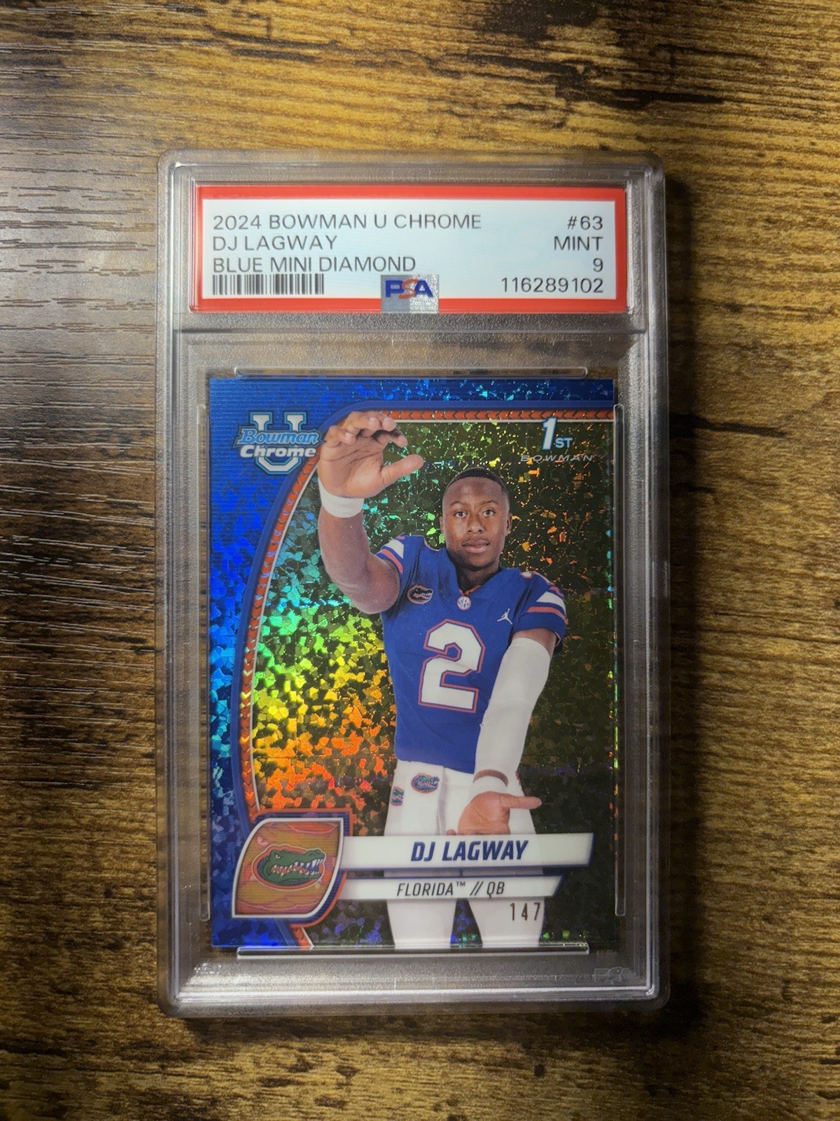 2024 Bowman U University Chrome DJ Lagway Blue Mini Diamond /175 #63 PSA 9