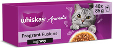 WHISKAS AROMATIC Adult Wet Cat Food in Gravy 40X85G Fragrant Fusions 4.91 per kilo