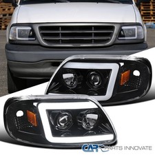 Pearl Black Fit 1997-2003 Ford F150 Expedition LED Tube Projector Headlight Lamp