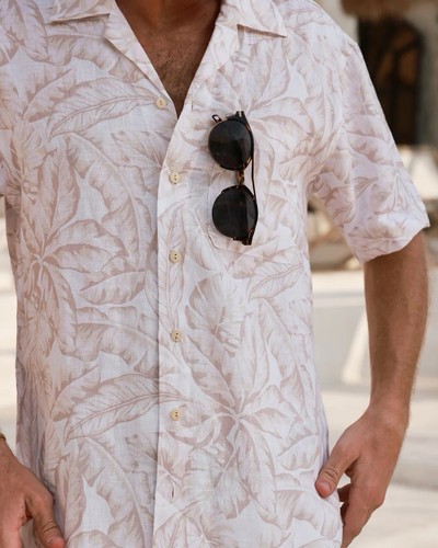 Camicia Kenny Flowers The Grenada manica corta lino collo campeggio media nuova con etichette - Foto 3 di 12