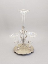 A Victorian Silver Plated Four Glass Trumpet Epergne Marked L&Co To Base.