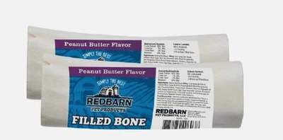 2 Pack - RedBarn Large Peanut Butter Filled Bone Natural Dog Chew Dental Treat