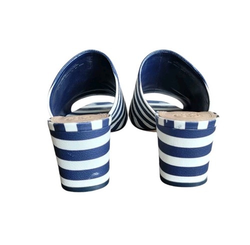 Gebrauchte Tory Burch Damen-Sandalen 9,5 m Salinas gestreift Pantoletten Blockabsatz - Bild 4 von 15