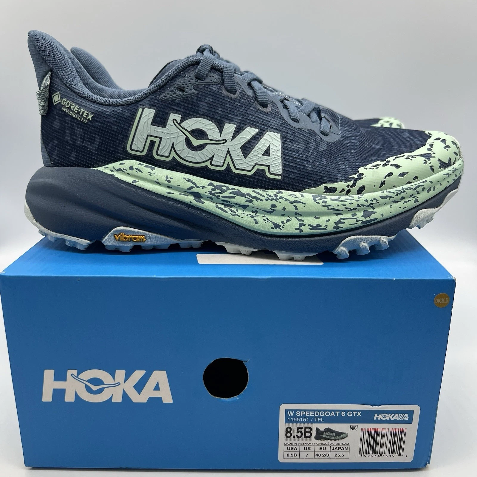 Hoka Speedgoat 6 Gore Tex Sz 8.5 Womens nby Grey Mint Green Trail Running Shoes
Opens in a new windo