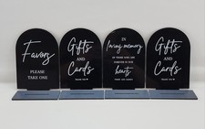 Black Acrylic Modern Wedding Sign, Ceremony and Reception Sign with Stand