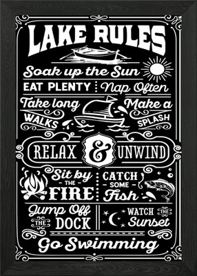 Obey The Lake Rules Poster Gerahmtes Wandbild Poster Leinwanddruck Bild