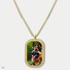 New Cute German Shepherd Dog Breed Fashion Pendant Necklace Chain Printed Dog Ta