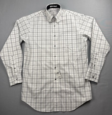 Paul Fredrick shirt mens 14.5 33 plaid classic no iron pinpoint NWT dress casual