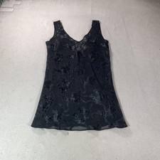Victorias Secret Slip Mini Dress Womens Large Black Floral Sheer Whimsigoth