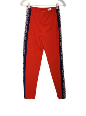 Armani Junior Leggings Ankle Orange Blue White Side Logo Stripe Junior Sz XL 