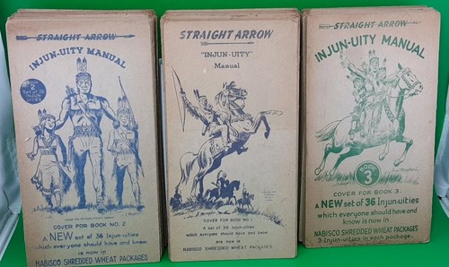 Lot of 3 1950's Nabisco Shredded Wheat Straight Arrow Partial Books 1, 2, & 3