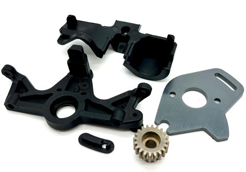 Raptor R Ultimate MOTOR MOUNT cover, gray plate & pinion gear 20t 101177-4