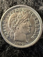 1909-P Barber Dime 10C - 90% Silver BU - GREAT BRILLIANT UNCIRCULATED COIN!