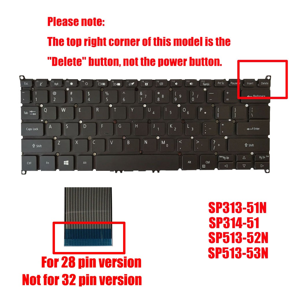 For Acer Spin 5 SP513-52N SP513-53N Spin 3 SP313-51N SP314-51 Keyboard Backlit