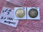 LOT OF 2 x 1921 - S + P  VERY NICE  MORGAN  90 %  SILVER DOLLAR COINS.  LOT # 3