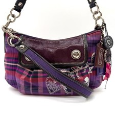 COACH Shoulder bag Poppy Signature Purple Vintage Authentic From Japan