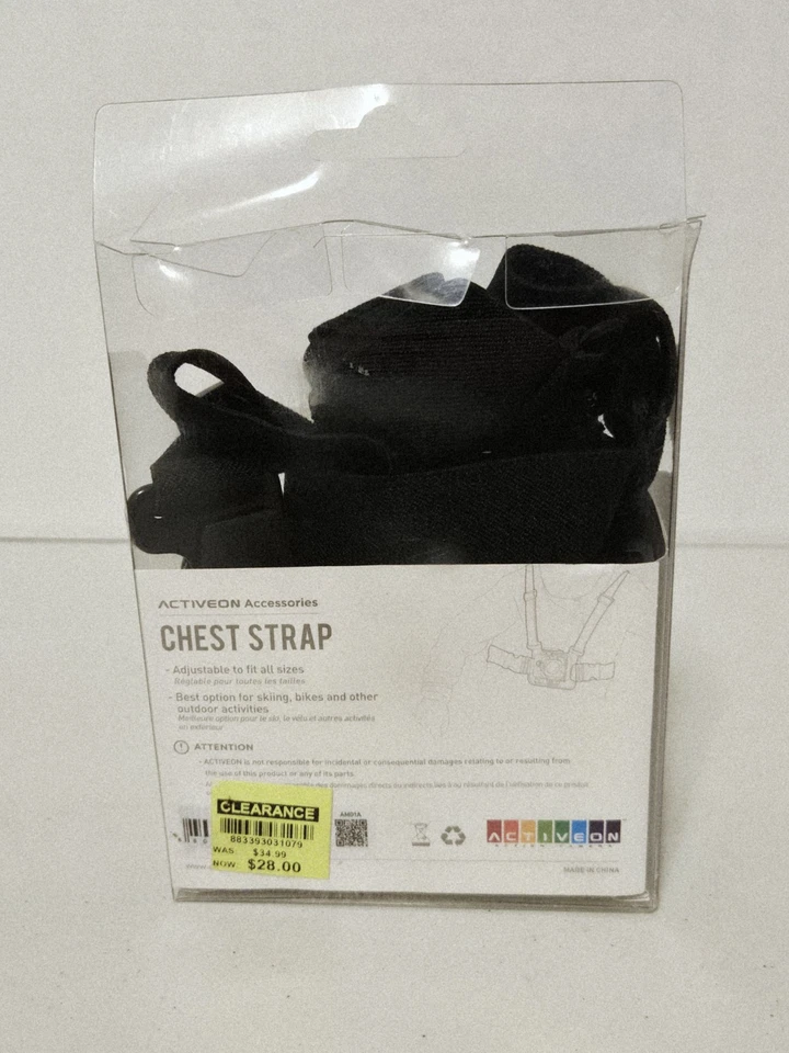 Correa de pecho ACTIVEON para cámaras de acción ACTIVEON ~ ajustable para adaptarse a todos los tamaños Foto 2 de 4