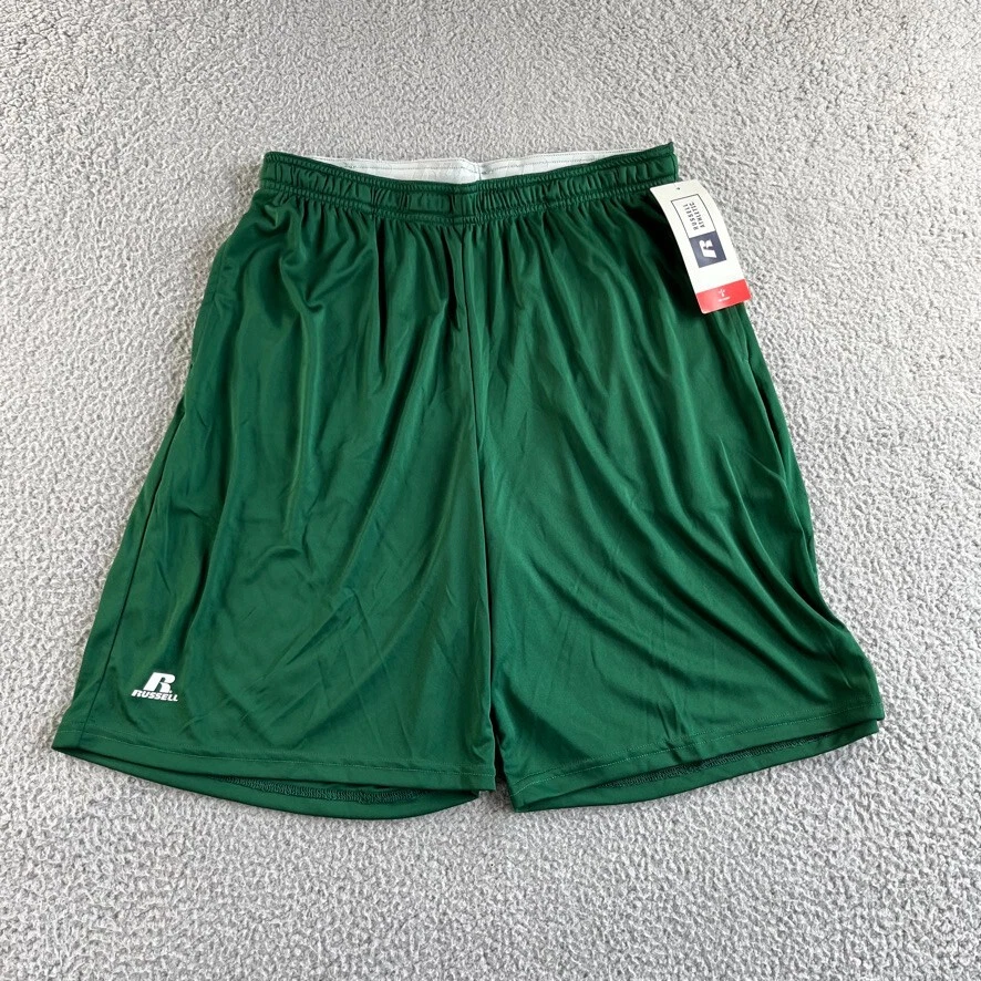 NEW Russell Shorts Mens Large Green Athletic Dri Power Run