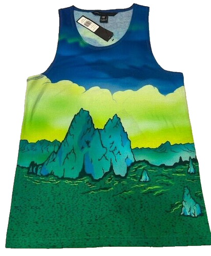 Canotta Marc by Marc Jacobs grafica acquerello blu/verde nuova con etichetta - taglia XXS PREZZO AL PUBBLICO $98