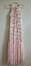 NWOT Anthropologie DREW Naomi Mixed Pink Floral Chiffon Maxi Dress Size S
