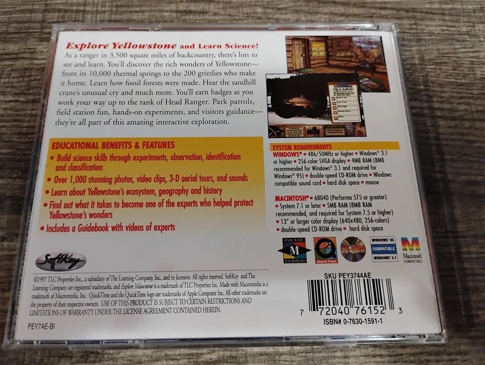 Explore Yellowstone PC/Mac CD-ROM TLC The Learning Company 1997 Windows 95/3.1 - Image 2 of 3