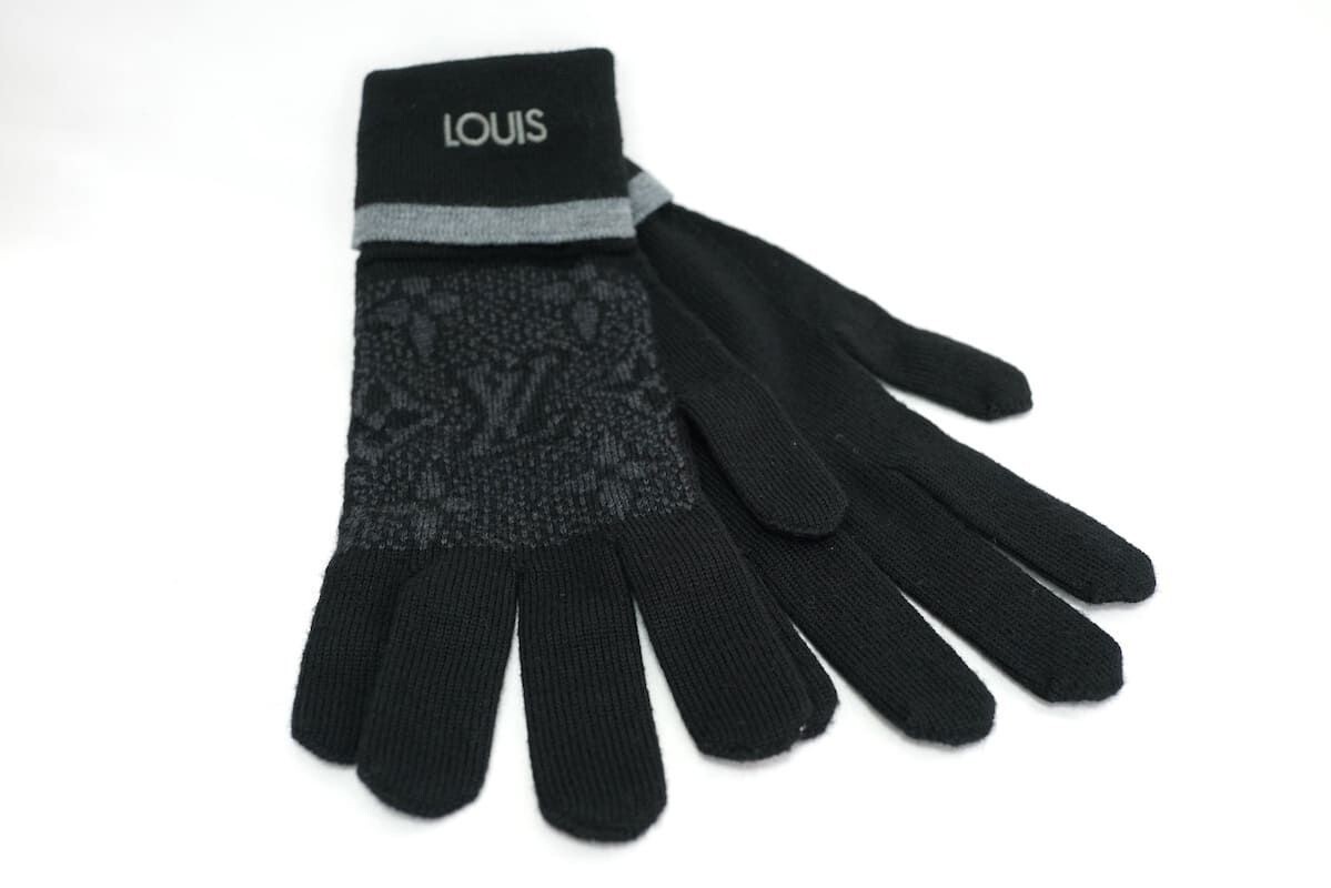 特価 ルイヴィトン 手袋 M73470 WOOL MONOGRAM ブラック系 LOUIS VUITTON M73470 Gon Mai Monogram Eclipse gloves Glove wool