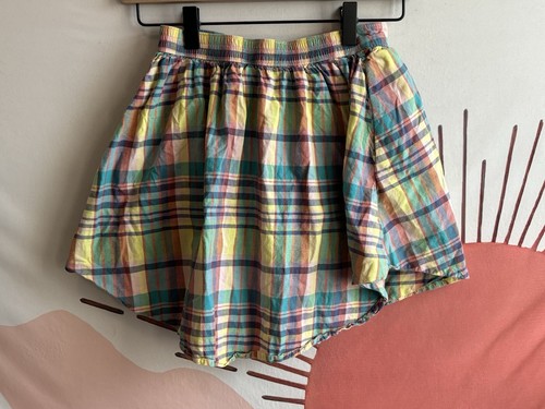 Tea Collection Skirt Green Plaid Elastic Waist Floral Girls Kids Size 10 - Picture 3 of 6