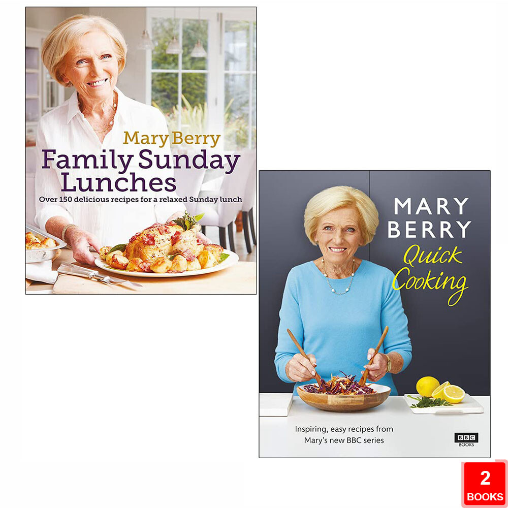 Mary Berry's 2 Books Collection Set Family Sunday Lunches, Quick Cooking Hardcov