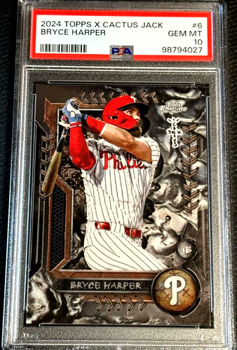 🔥2024 Topps Chrome Cosmic Bryce Harper Cactus Jack #6 PSA 10🔥