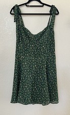 New Reformation Niara Tie Straps Smocked Floral Mini Dress In Coriander Size 12