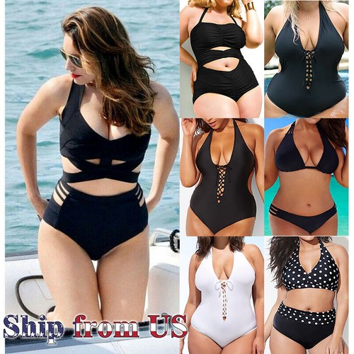 Women's Plus-size One-Piece Swimsuit Bikini Swimwear Monokini Swimming Swim Suit - Afbeelding 1 van 17