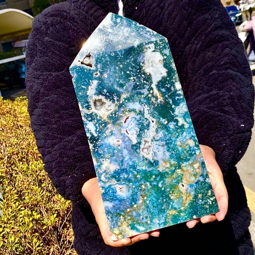 8.18LB Natural water grass agate wide column Obelisk quartz crystal sample colum - 第 10/13 張圖片