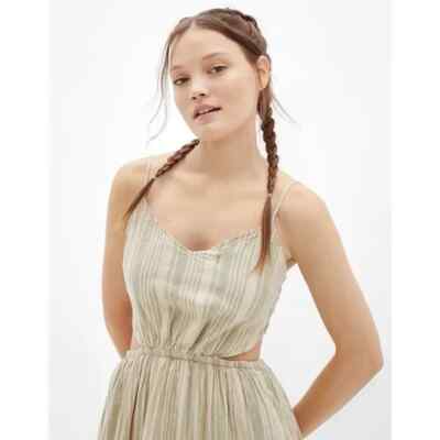 NWT American Eagle Striped Cut Out Linen Blend Beach Dress XL | eBay
