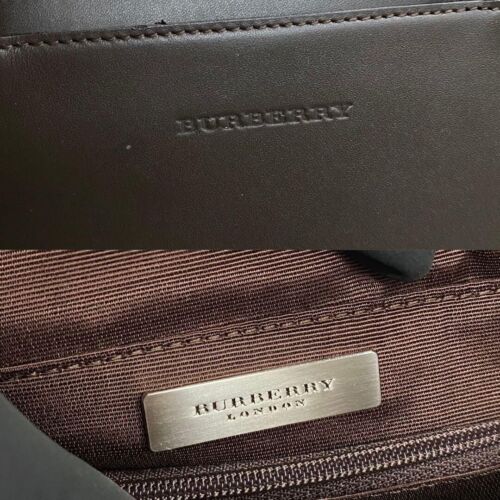 Burberry logo suede leather handbag tote bag brown