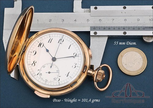 Antique 18K Gold Pocket Watch Minute Repeater, Chronograph. Switzerland, c. 1900 - Picture 14 of 14