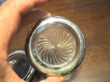1 replacement  Park Sherman Silver Plate Glass Swirled Coasters from 1940s MCM